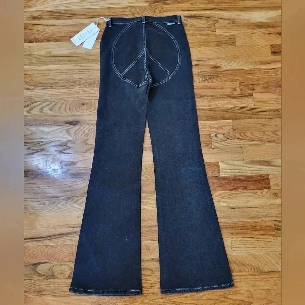 Boyish The Ricky High Rise Flare in Wonder Wall Peace Sign Jeans(26)NWT